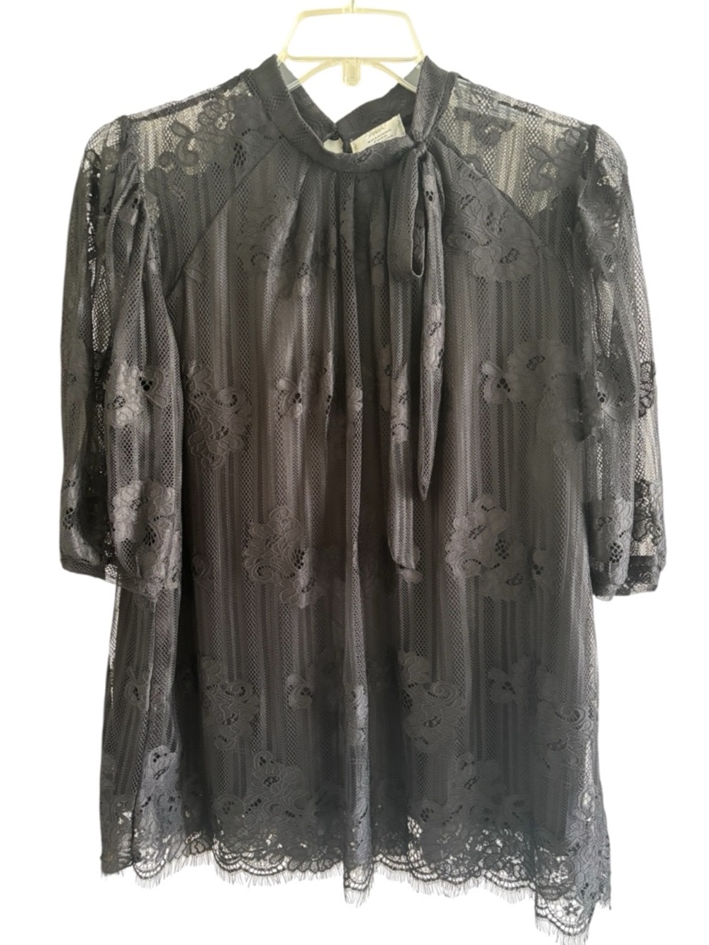 Shannon Ford Black Lace Blouse Women’s 2X Romantic Whimsigoth Sheer Feminine